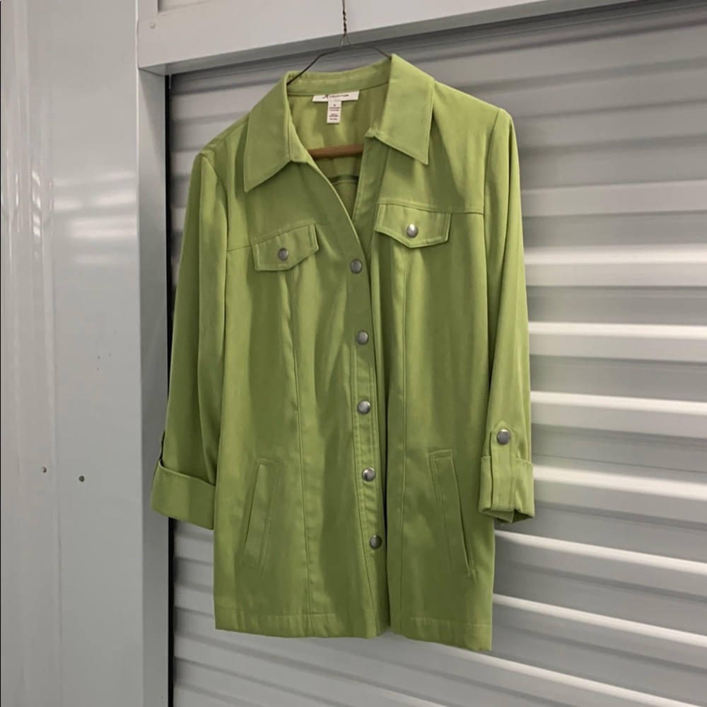 JM Collection Green Utility Jacket Lightweight Casual